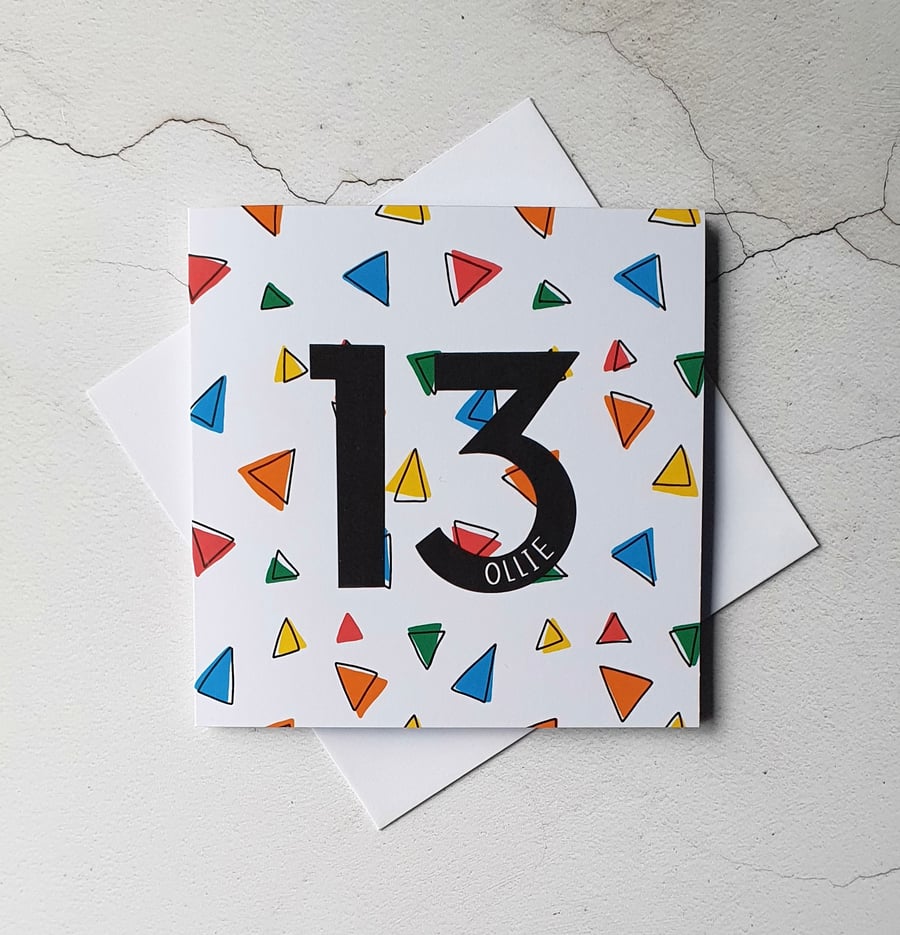 Personalised 13th Birthday Card, Age Card