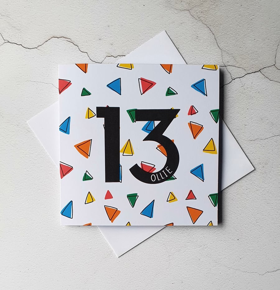 Personalised 13th Birthday Card, Age Card