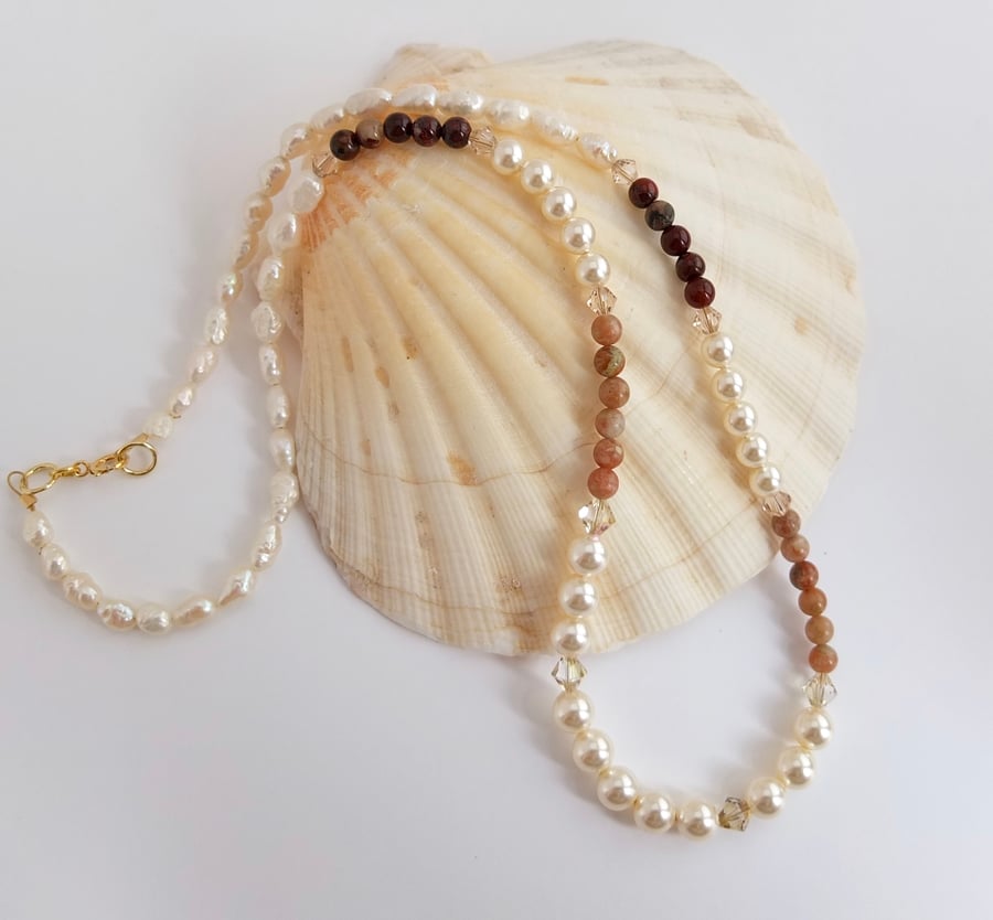 Swarovski pearl sales and crystal necklace