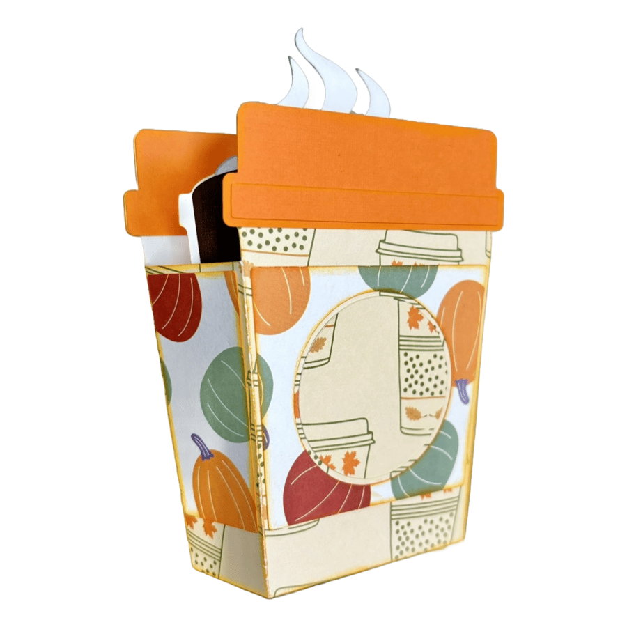 Perfectly Imperfect - 3D Takeaway Cup Pop Up Card, Autumn Pumpkin Theme