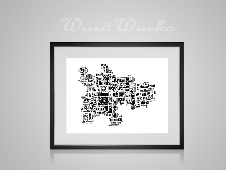 Personalised Glasgow Map Design Word Art Gifts  
