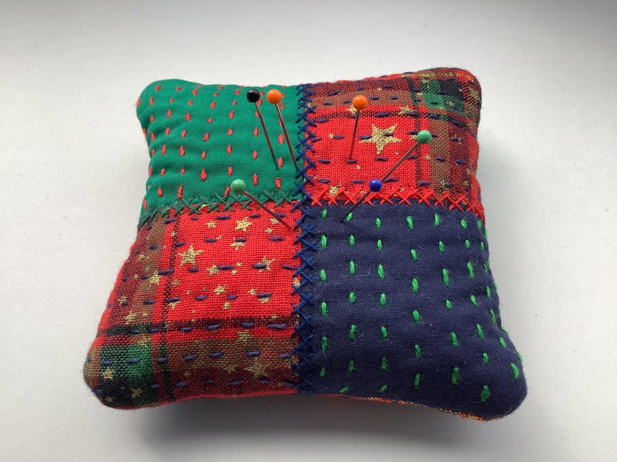 Handmade patchwork style pincushion