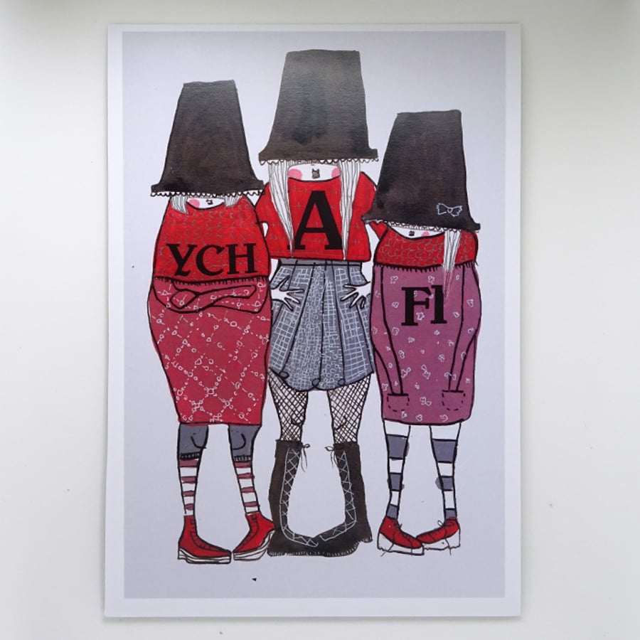 'Ych a fi' Small Welsh Ladies Poster print