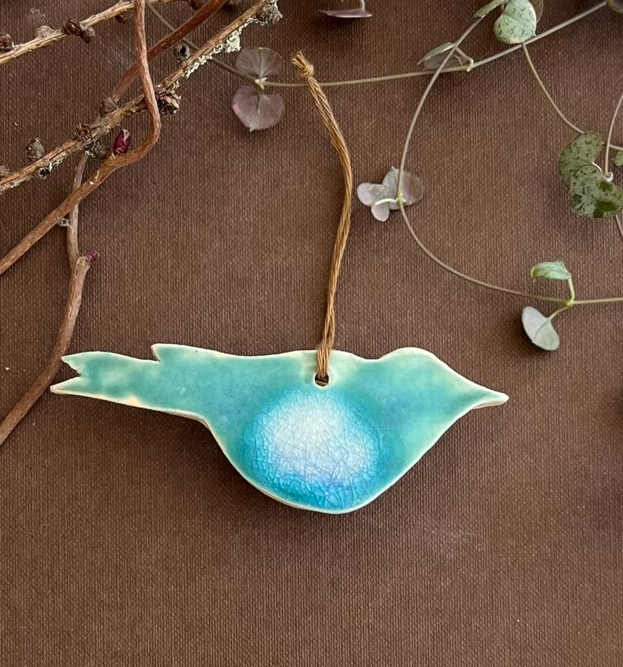 A Ceramic handmade hanging bird - 104 - Summer Studio Sale 