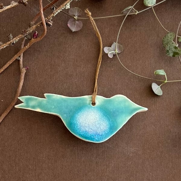 A Ceramic handmade hanging bird - 104 - Summer Studio Sale 