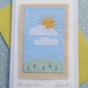 'Brighter Times' hand-stitched card full of sunshine and happiness for Spring