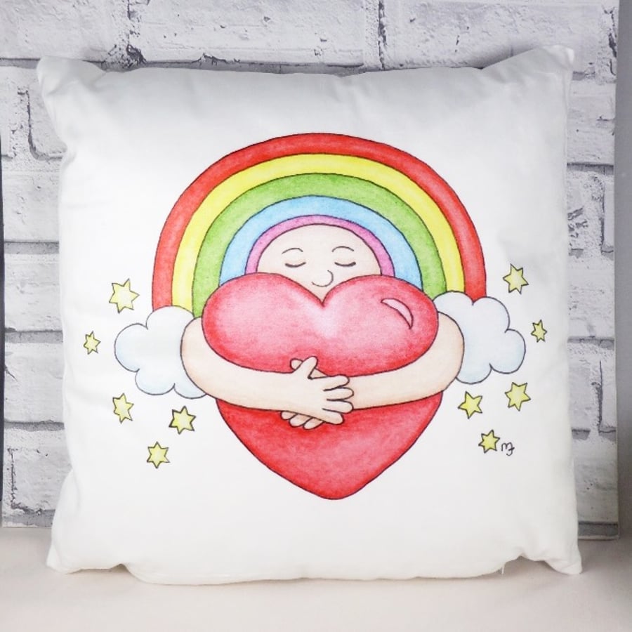 Rainbow Hug Cushion Cover - Soft Cushion Cover - Rainbow Hug Cushion