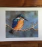 Giclee print of 'The Fisher King' - a kingfisher painting by artist Janet Bird - Image 2