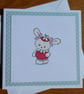 Rabbit Dressed As A Strawberry Blank Card