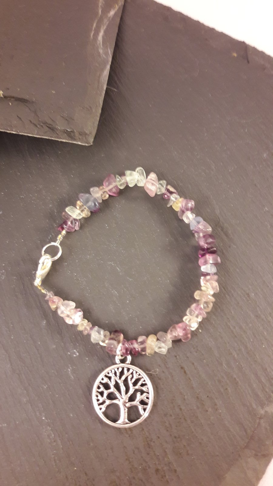 Fluorite and Tree of Life Bracelet