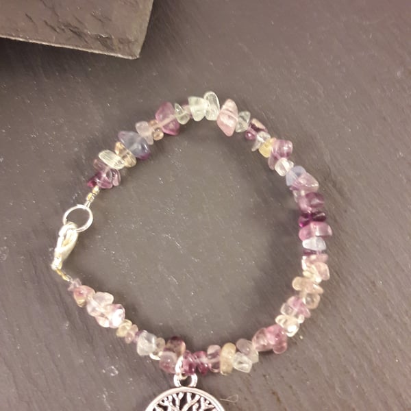 Fluorite and Tree of Life Bracelet