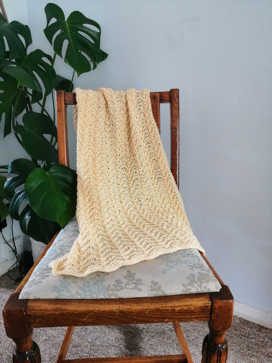 Hand knitted baby blanket, crib, pram SALE quote jan23kb