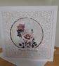 PINK ROSES HANDMADE BIRTHDAY CARD. - Image 3