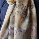 Eco Printed fine wool scarf leaves and Hopi sunflower Seeds