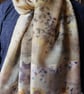 Eco Printed fine wool scarf leaves and Hopi sunflower Seeds