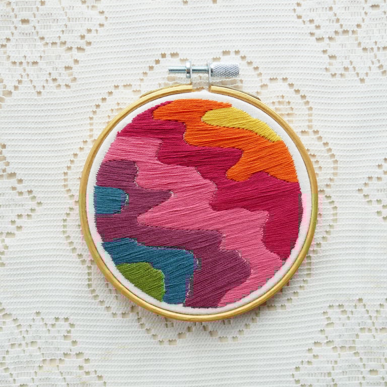 Rainbow Skies Embroidery Art - Yellow - 4 Inch Hoop