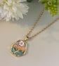 Pastel Floral Necklace, Charm Pendant, Handmade Jewellery 