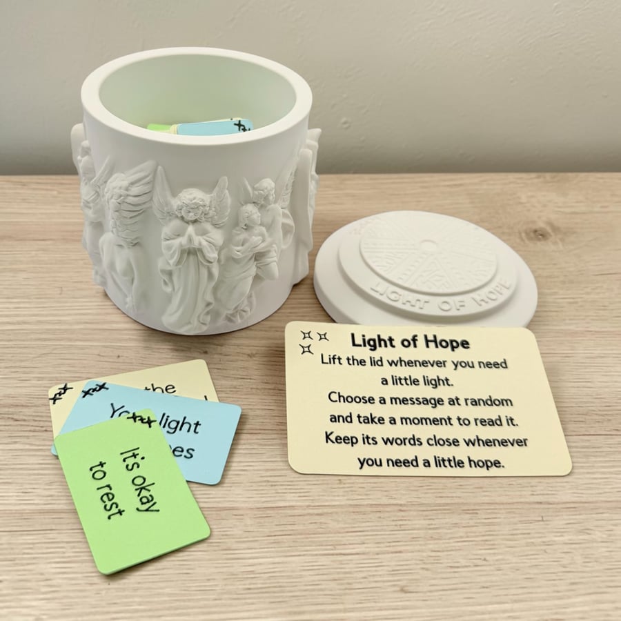 Light of Hope Angel Jar with 90 Affirmation Cards - Encouragement Gift