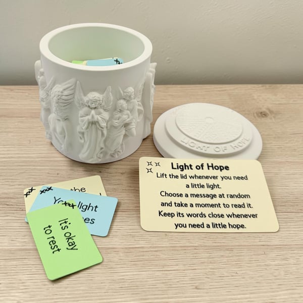 Light of Hope Angel Jar with 90 Affirmation Cards - Encouragement Gift