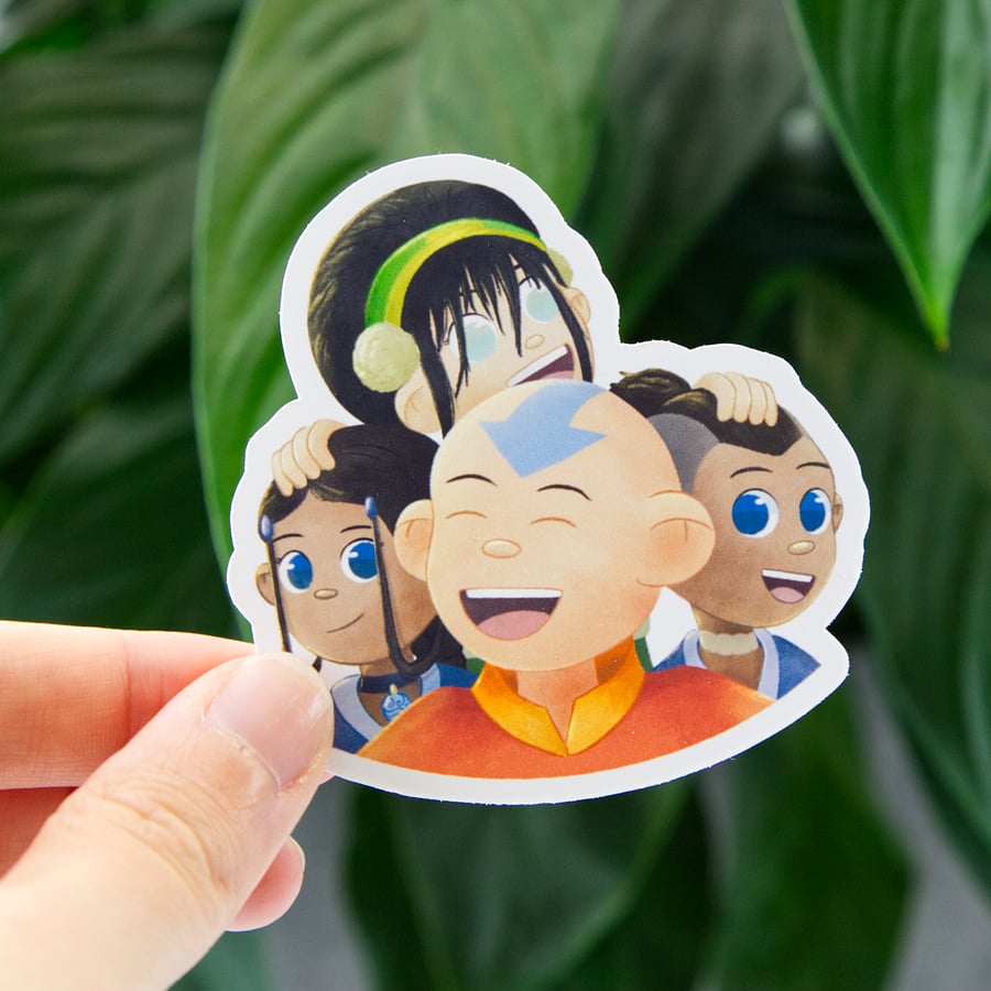 Aang and Friends Avatar The Last Airbender Matte Vinyl Sticker