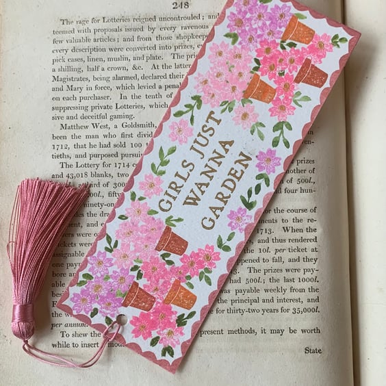 Girls Just Wanna Garden Handmade Bookmark