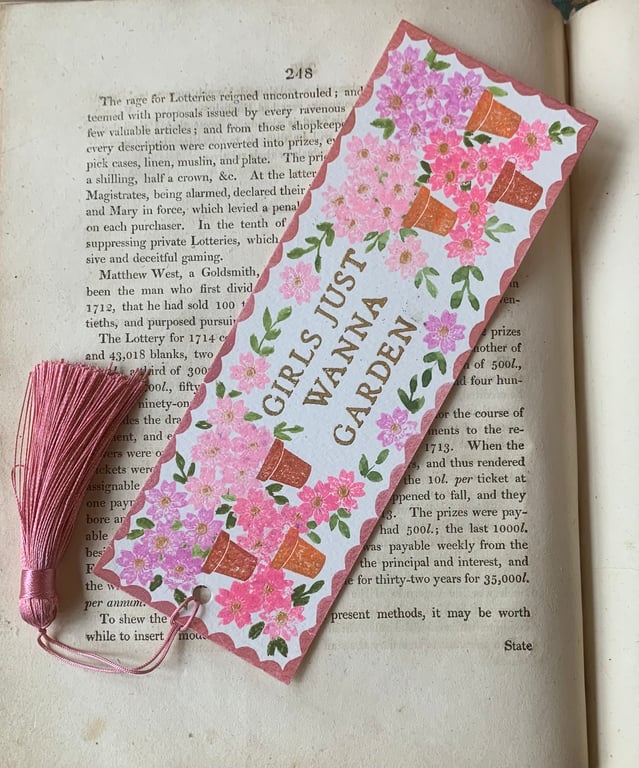 Girls Just Wanna Garden Handmade Bookmark