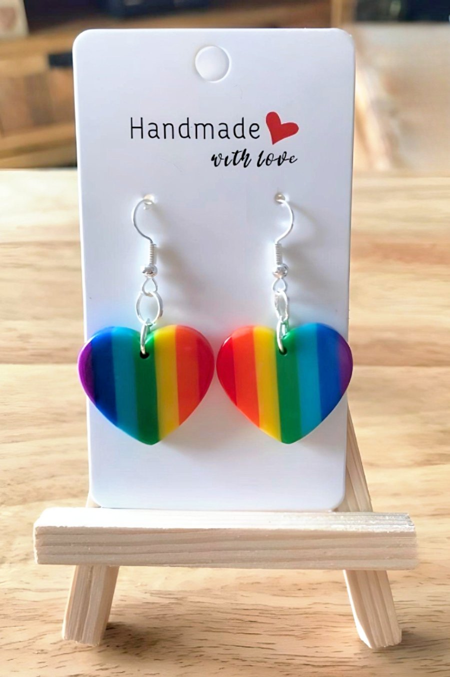 New Rainbow Heart Earrings 925 Silver Hooks, Pride, Quirky Jewellery, Festivals