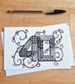 40th Birthday Card - Hand Drawn Doodle Art Milestone Birthday Card