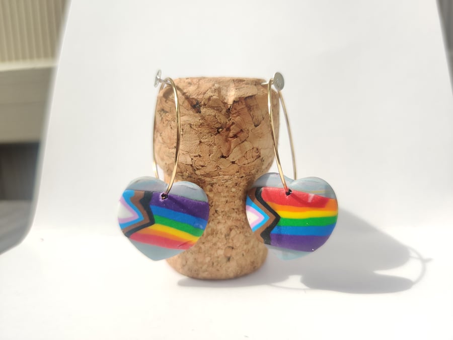 Pride hoop heart earrings
