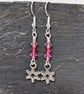 Pink Swarovski crystal silver plated snowflake earrings  - Image 3