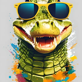 A4 Print Crocodile in Sunglasses  