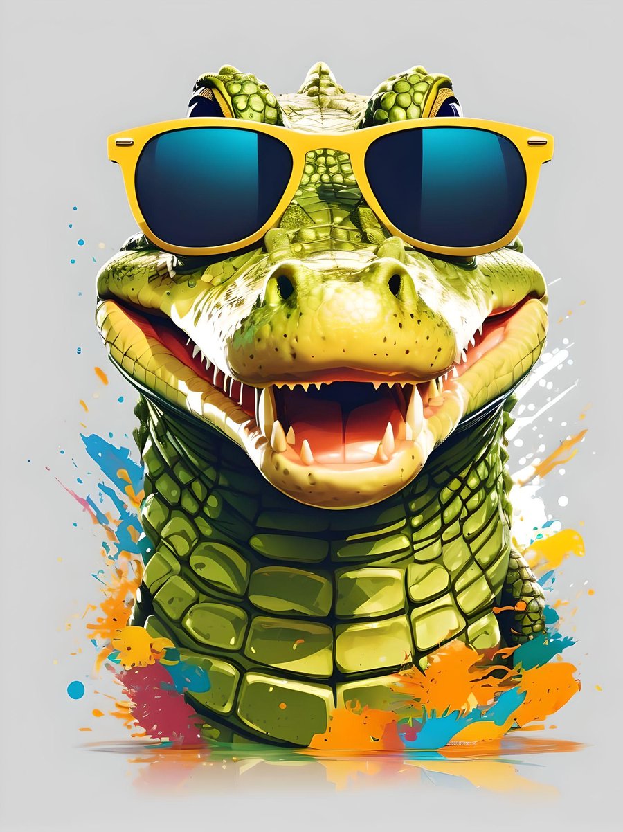 A4 Print Crocodile in Sunglasses  