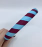 School Wine and Light Blue 1.8cm striped Hairband - Image 2