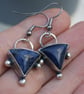 Sodalite Dangle Earrings, Triangular Blue Earrings