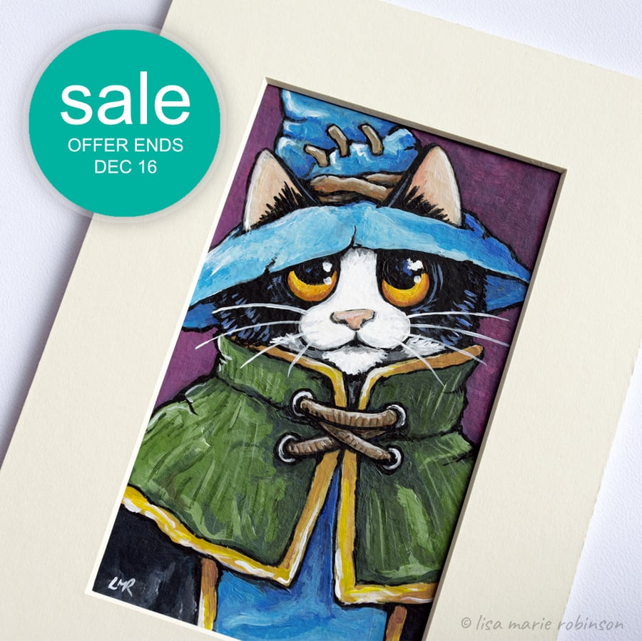 SALE - Mage Cat Illustration - 5 x 3 Inch