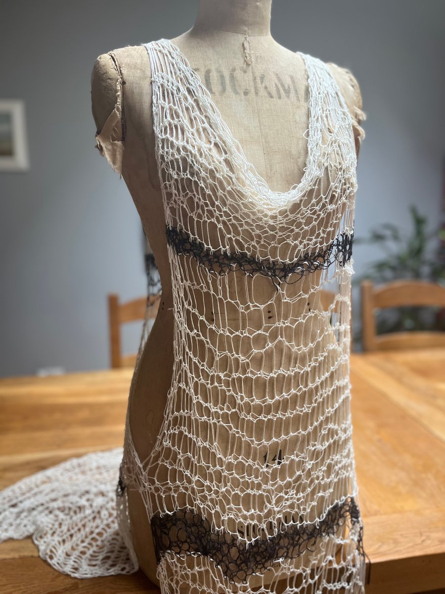 Sustainable pure bamboo mesh dress, beach cover. 