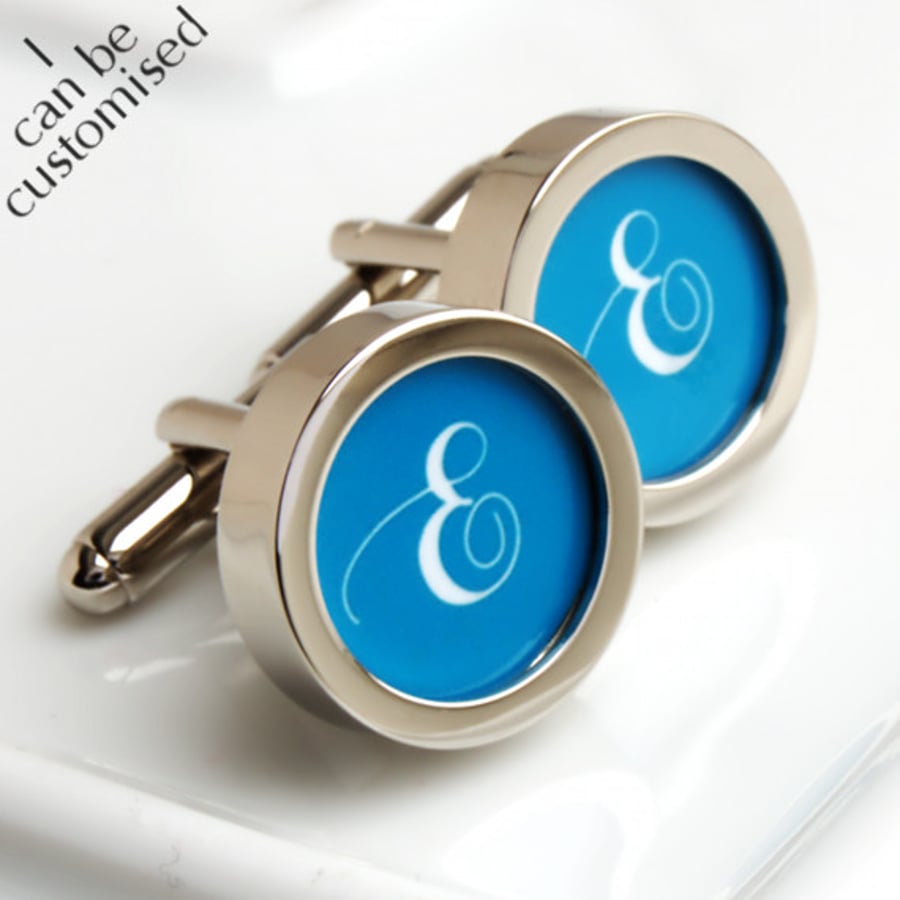 Initial Cufflinks, Monogrammed Cufflinks in Your Choice of Colour