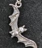 Bat pendant, Bat necklace, Spooky silver pendant