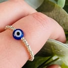 Evil eye ring, stretch ring, gift for friend, birthday gift, protection ring, 