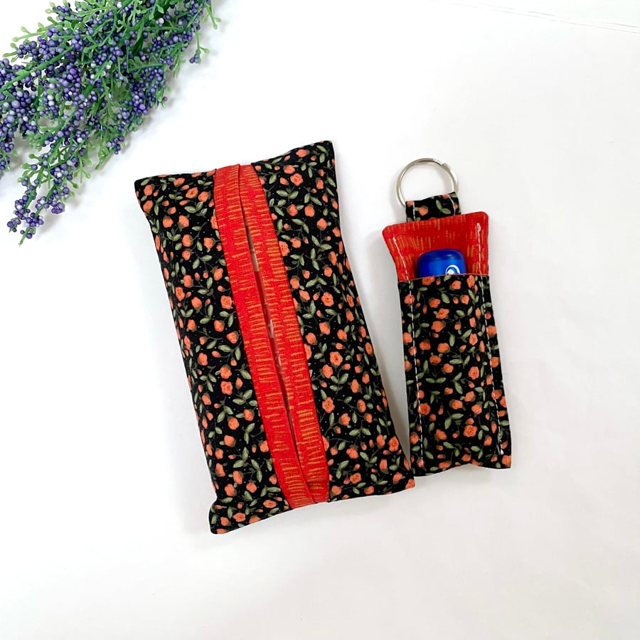 Tissue Pouch and Lip Balm Holder Set Ditsy Floral Flowers