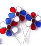 Flower Stained Glass Plant Stick Suncatcher red white and blue - Image 1