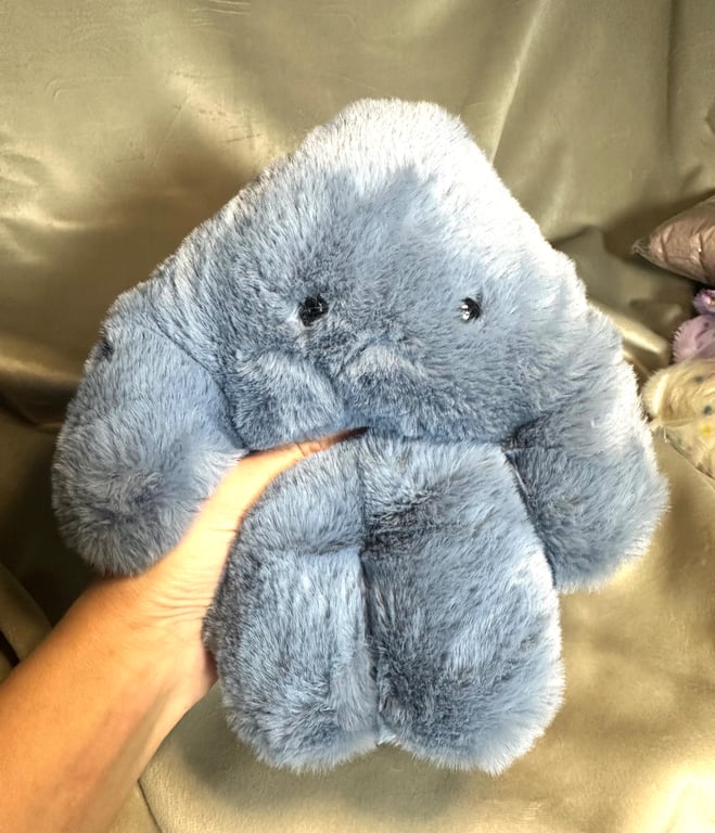 Handmade Yeti, Dusty Blue Fur, Weighted, Squishy, Soft, Emotional Support Plush