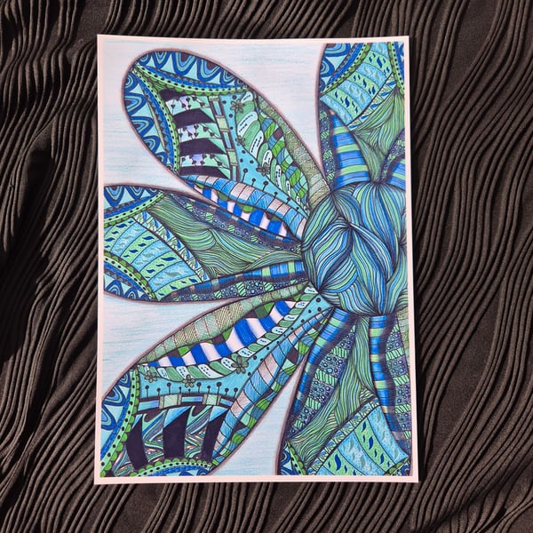 Abstract Art Print - A4 Unframed Flower Pattern Art - Bloom In The World