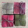 12 Dyed Vintage Wool Felt Pieces Squares