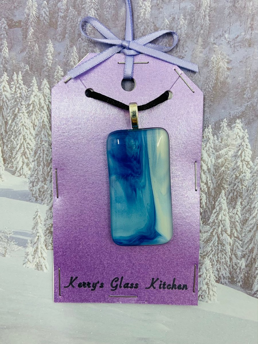 Hand painted Fused Glass pendant.