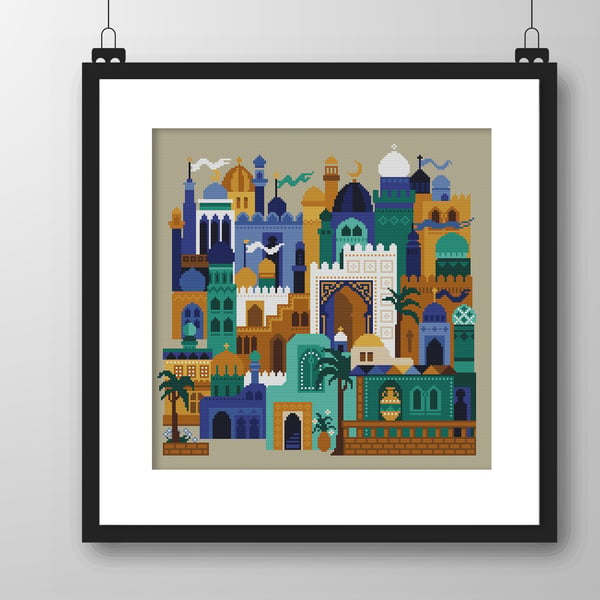 172 -  Cross Stitch Styles of the world Arabian Nights Abstract Eastern building