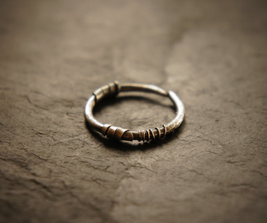 Ouroboros Sterling Silver Wabi Sabi Style Ring