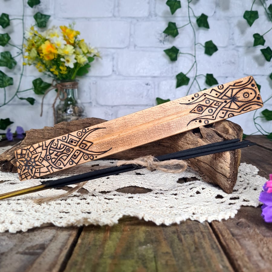 Pyrography incense holder