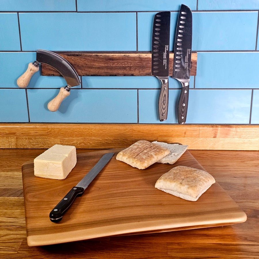 Chopping-Cutting Board Live Edge Cherry, free Board Balm - 40x33-37x4cm