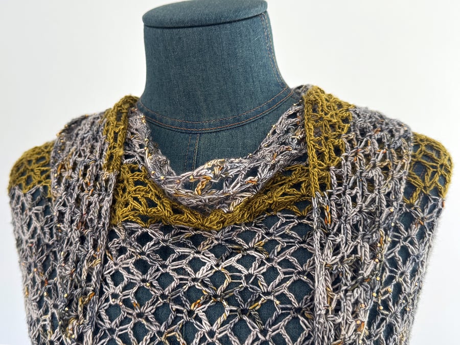 Handmade Silk and Merino Wool Lacey Shawl